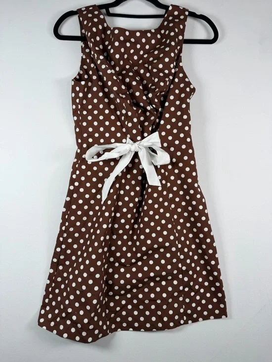 Wild Fable™ Women's Sleeveless Tie Mini Dress - Brown Polka Dots - M - Picture 7 of 15